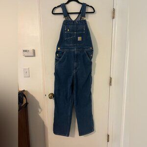 Carhartt loose fit Blue Denim Overalls size 28X30 (P226)